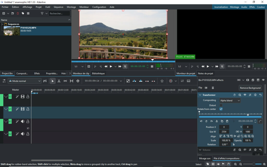 Transformation des dimensions d'une vidéo