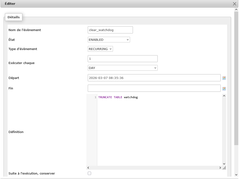 Capture d’écran de l’interface de phpMyAdmin